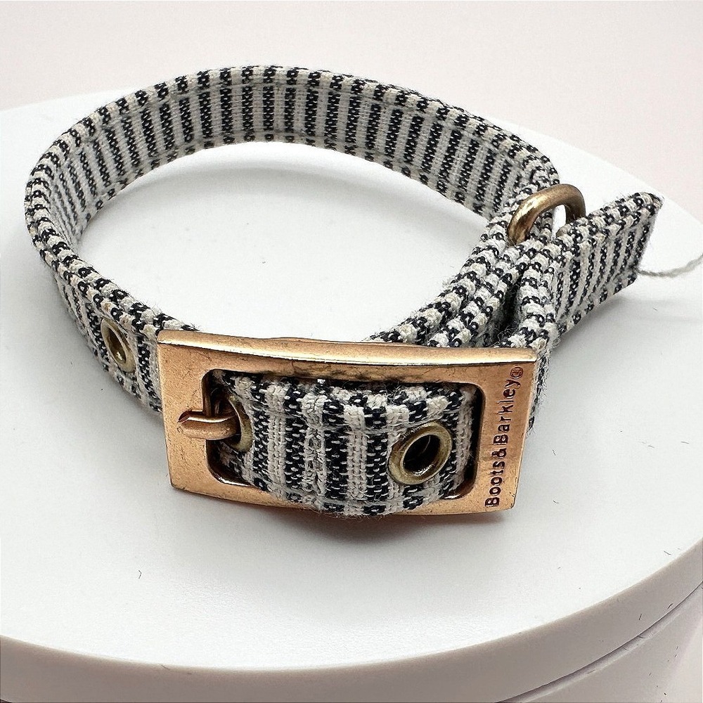 Vintage Y2K Gold Tone Boots & Barkley Black White‎ Striped Dog Collar Buckle